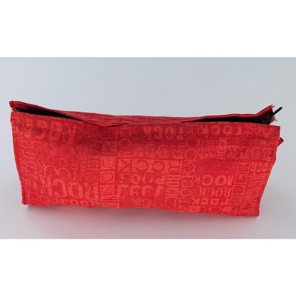 Cosmetic Bag Small Red Zipper Fabric Rock Pencil 8" x 4" Makeup Pouch Clutch - Picture 10 of 10
